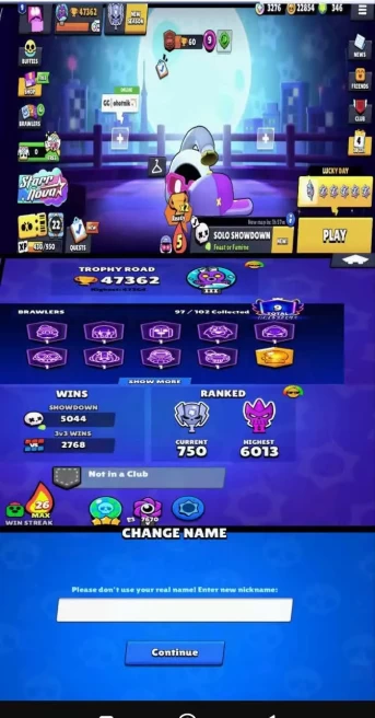 26LV11BRAWLERS~47362TROPHIES~144SKINS~24HYPERCHARGE~97BRAWLERS    #A1300Z