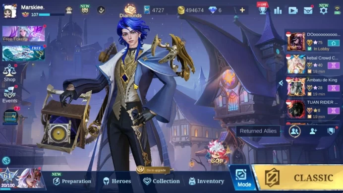 Hero 132|Skin 289|High Glory 88|Prime Granger,Sanrio Floryn Kof Karina,CC Nata,Zodiac Lunox,Lb STUN Selena|Take Mail(MLBB2226)