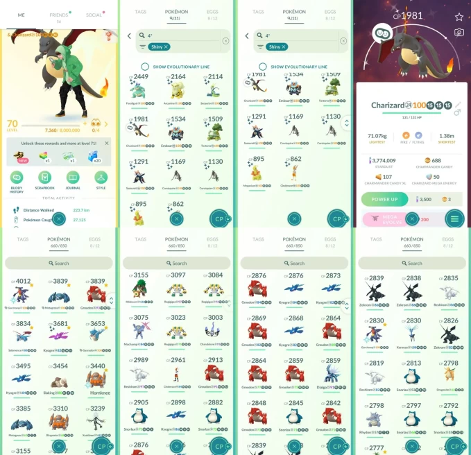 AC1502 -lv 70 Instinct | x18 3000CP | x199 2000CP | x92 Legendary | x11 SHUNDO | x72 shiny | x28 100IV | Shundo Charizard Emboar | Shiny Kyogre