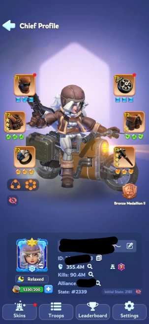 3 - FC 7 | Power 355M  | 31 Hero | VIP 9 | 19 Skin | 1 Helios | 250k Gems | INSTANT DELIVERY! 