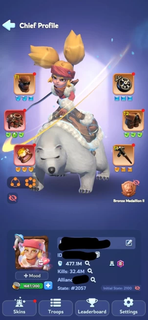 5 - FC 8 | Power 477M  | 33 Hero | VIP 8 | 9 Skin | 1 Helios | 760k Gems | 2,1k Mythic Shard | INSTANT DELIVERY!