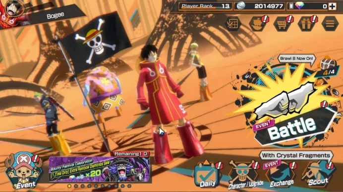 Global |3 EX |MWD Luffy Lv86 MAX Skills,BMO Kaido Lv85 MAX Skills,GP Roger Lv60 MAX Skills |Rank 13 |Bandai |(OPBR2375)
