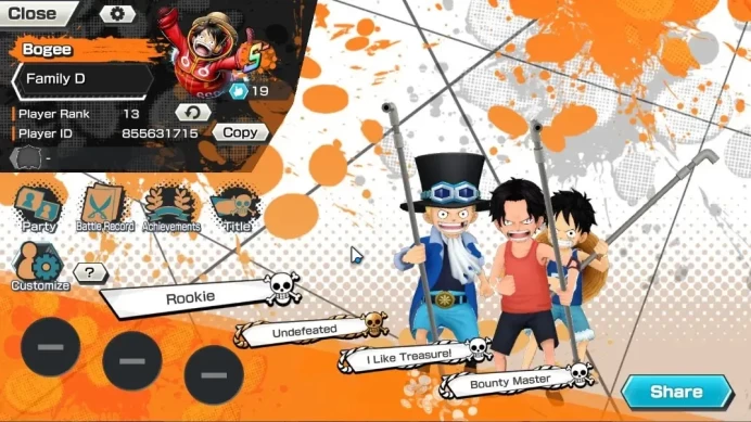 Global |3 EX |MWD Luffy Lv86 MAX Skills,BMO Kaido Lv85 MAX Skills,GP Roger Lv60 MAX Skills |Rank 13 |Bandai |(OPBR2375)