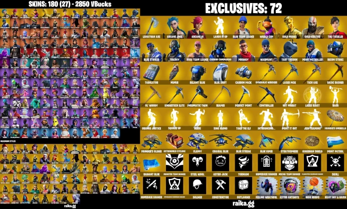 You can Change MailPC/XBOX 180 skins | OG STW | Leviathan Axe | Arcane Jinx | Arcane Vi | Lara Croft | Ghoul Trooper MSS13