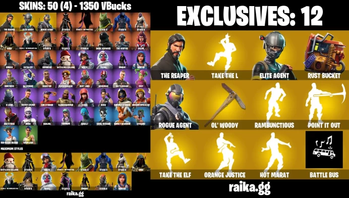 PC/PSN  50 skins | The Reaper | Take The L | Elite Agent | Omega | Dynamo | Catalyst | Rust Bucket	MSS17