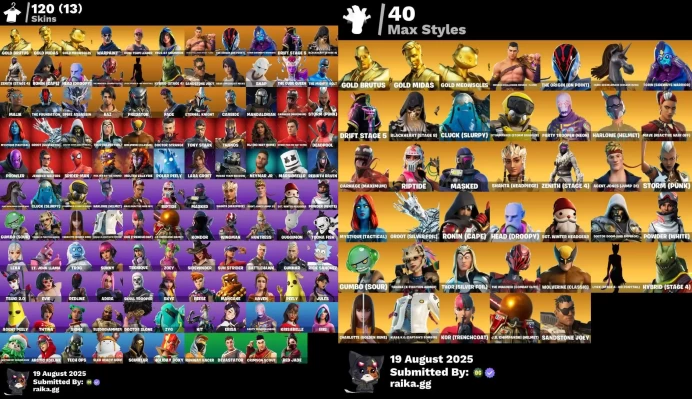 [PC/PSN/XBOX] 120 skins Leviathan Axe| OG STW | Gold Brutus | Gold Midas | Gold Meowscles | FNCS 3:1 Champion | 	MSS29