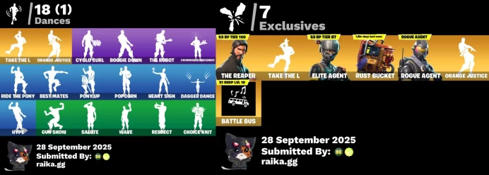 100$ Spent [PC/PSN/XBOX] 16 skins | The Reaper | Take The L | Elite Agent | Rust Bucket | Brite Bomber | Rogue Agent  MSS32