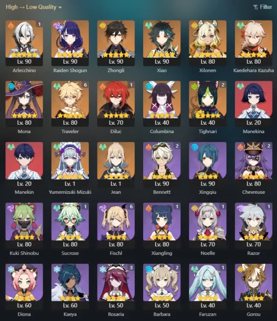 NA AR57 | 12+4 | Arlecchino • Xilonen • Zhongli • Raiden • Columbina • Xiao • Tighnari