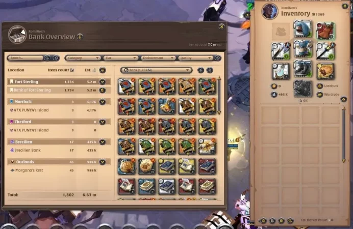 Asia|209M Total Fame - 463k Silver - 6,63M Bank Value | T8 Fiber Gather - T8 Ore Miner| Many Lvl 100+ Equipment|Check SS(AO840)