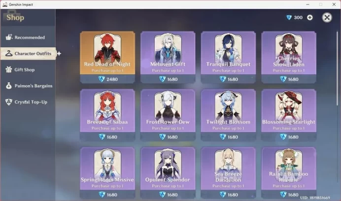ASIA | AR 54 | 4 limit (Nefer,Furina,Neuvillette,Zibai) | 1 (5* Wapon) 6,6k Primo+300 GC| MC Male | TakeMail Check SS GI075B
