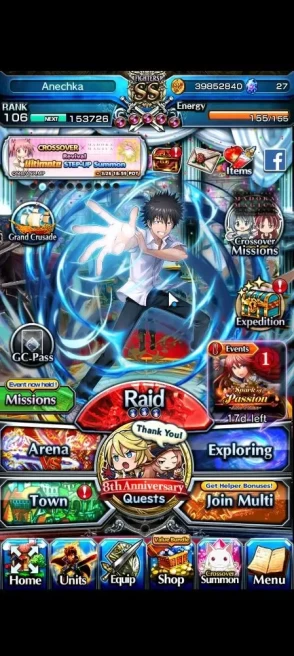 Global|Rank 106|21 Ascend|[Inumuta,Touma,Emiya,Mikoto,Chloe,Hazuki,Isliid,Frieren,Index]+TW,Roy,etc|Lpot 472|Check SS(GS2233)