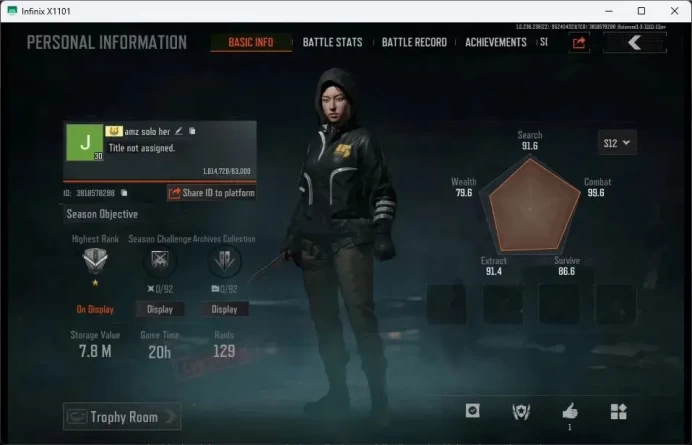 Mobile | LV 30 | SV 7.8 M | CV 3.7 M | KP MDR, Speed SQB MDR, SS Groza, MoreFun Hoodie | more detail Check SS (AB331B)