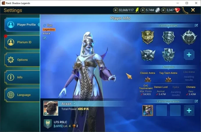 Lv47 435K Power|19 Legend(Ninja,Alice,McAngelo,Xenomorph,Kalvalax,Wukong,Rathalos,Ezio,Etc)|3,3K Gem+32K Energy|Plarium(RSL1495)