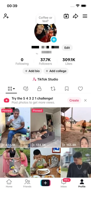 Instanly Delivery/Monetized 37K Real Followers+300K Real Likes Account/ Creator Rewards Program Activated/ Full Access
