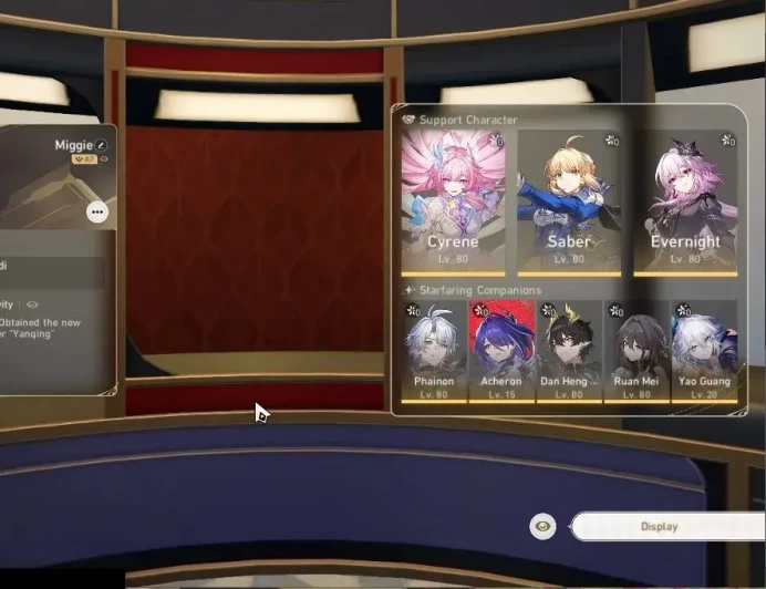 Asia|TL 66|10 Limited|[Phainon,Cyrene]+Sign,Evernight,YaoGuangRuanMei,Saber,Acheron,Etc|MC Female|Take Mail|Check SS(HSR7192)