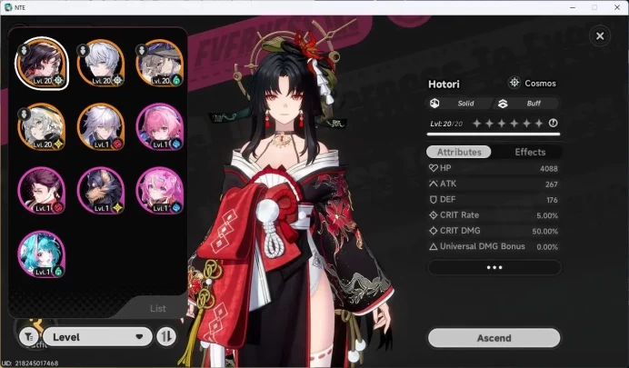 SEA |Starter| Lv 9 | 4S (Hotori,Hathor,Baicang,Jiuyuan) + 5 | MC Male | TakeMail Check SS NTE196B