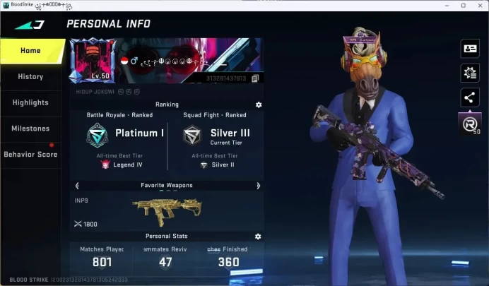 ASIA | 1 EVO: FAL Draco|3 7DS, 1 EVANGELION|4 Limited|5 Ultra Guns|5 Ultra Char Skins|L50 BR Plat I|More Check SS BS1013B