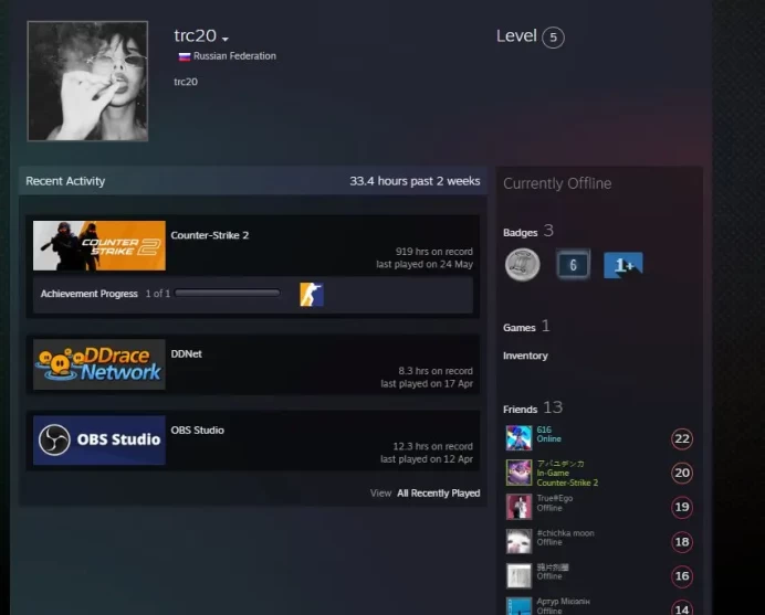CS722 FACEIT Level 10, 2082 elo, 779 Matches, 2 Medals including 5 years veteran coin, Prime Enabled