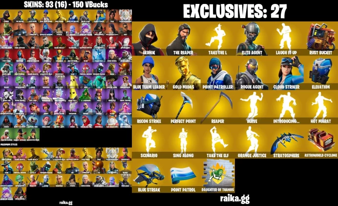  [PC] 93 skins | IKONIK | The Reaper | Take The L | Elite Agent | Ghoul Trooper | Tony Stark | Peely	MSS90