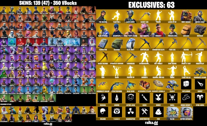 PC 139 skins OG STW ᄋ The Reaper / Elite Agent / Scout / OG STW / Take The L / 48 paid skins MSS98
