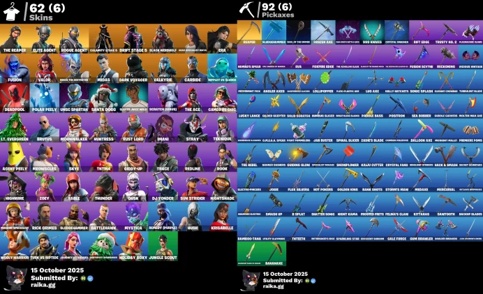 PC] 62 skins | The Reaper | Take The L | Elite Agent | Deadpool | Rust Bucket | Rogue Agent	MSS102