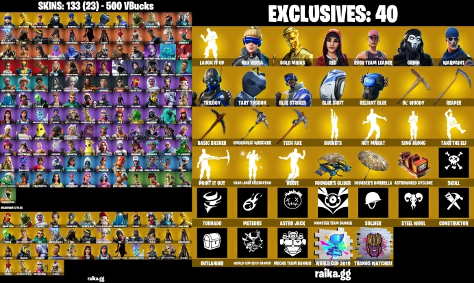 Pc//XBOX  133 skins | OG STW | Lara Croft | Peely | Deadpool | Harley Hitter | Dynamo | Jabba Switchway	MSS104
