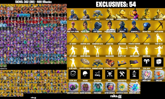 PC/XBOX 362 skins | OG STW | Blue Squire | Royale Knight | Mako | Psycho Bandit | Aura | Lara Croft MSS111
