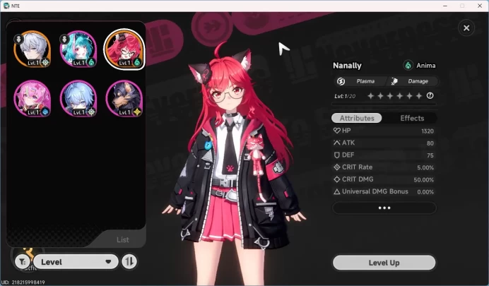 SEA | Starter Lvl 3 | 1 S Nanally + Glider + 5 A Char | MC Male | NTE020B