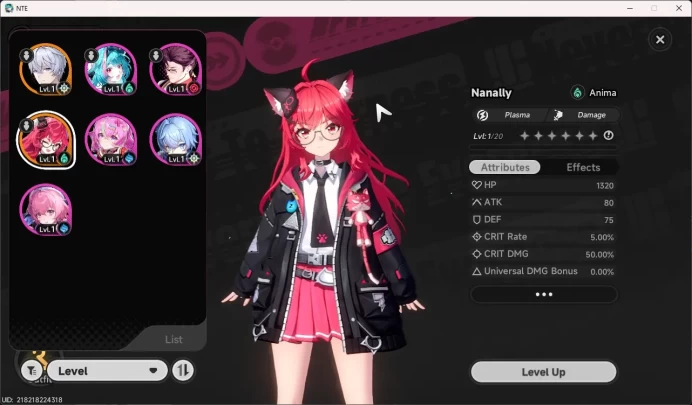 EU | Starter Lvl 3 | 1 S Nanally + 5 A Char + Car Skin | MC Male | NTE021B