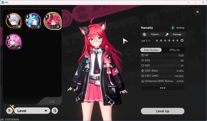 America | Starter Lvl 3 | 1 S Nanally + 2 A Char | MC Male | NTE022B