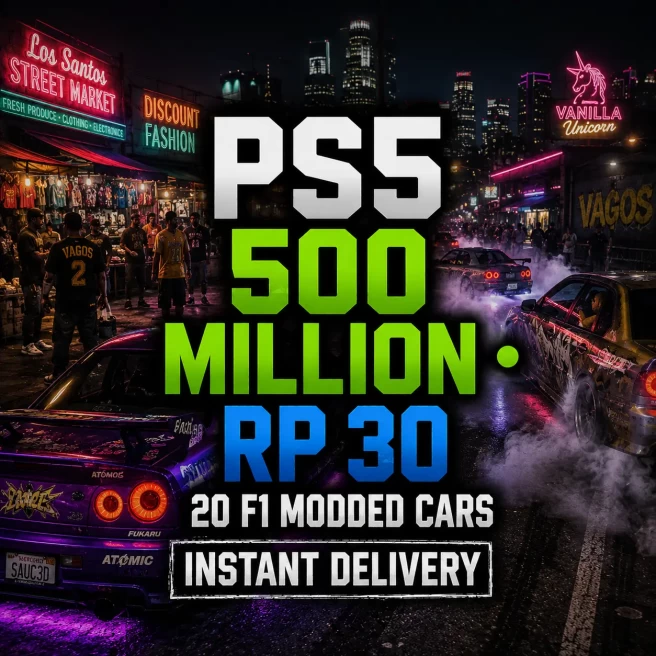 PS5 | Modded Account | 500M Total Assets + 146 Deluxos | 24M Pure Cash | RP 30 | 20 F1 Modded Cars | GCLD1166