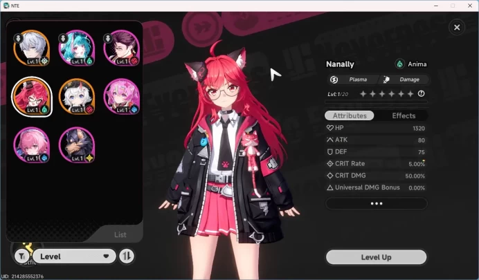 EU | Starter Lvl 3 | 2 S Nanally, Sakiri + 5 A Char | MC Male | NTE032B