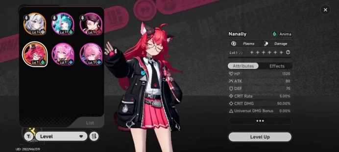 EU | Starter Lv 3 | 1 S Char Nanally + 4 A Char | MC Female, Log email | NTE055B