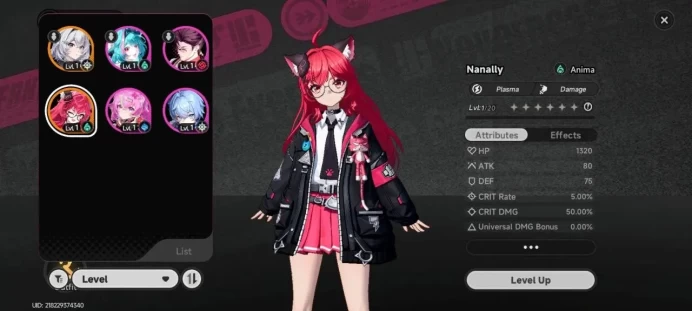 EU | Starter Lv 3 | 1 S Char Nanally + 4 A Char | MC Female, Log email | NTE056B