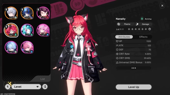 EU | Starter Lv 3 | 2 S Char Nanally, Daffodil + 5 A Char | MC Male | NTE057B |