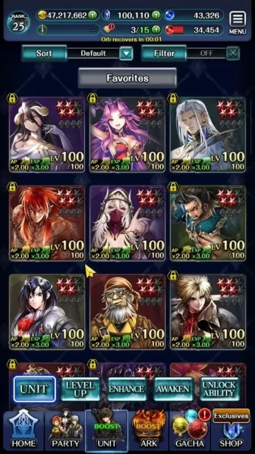 GLOBAL|Rank 25|100K Crystal|Top Tier Unit [Spirit Maiden Sera,Telestio,Etc]|1 LR & 50 SSR Ark|Code Only|LC1280