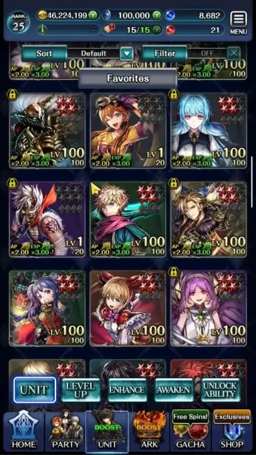 GLOBAL|Rank 25|100K Crystal|Top Tier Unit [Spirit Maiden Sera,Telestio,Etc]| 1 UR 4 LR 46 SSR Ark|Code Only|LC1277