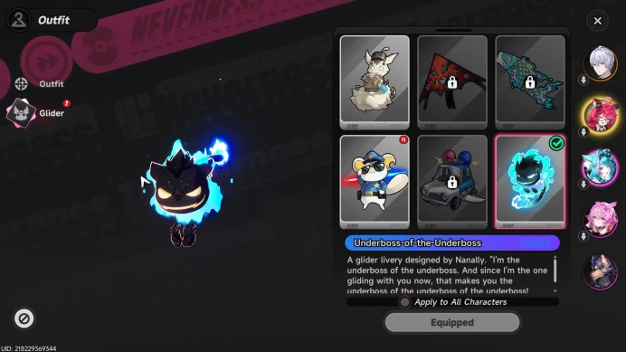 EU | Starter Lv 3 | 1 S Char Nanally + 4 A Char | Skin Glider | MC Male | NTE067B |