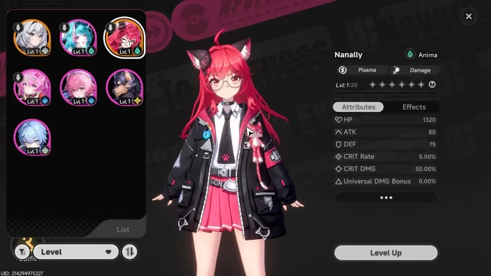 NA | Starter Lv 3 | 1 S Char Nananlly + 5 A Char | MC Female | NTE069B |