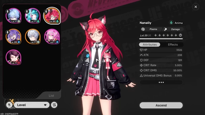 EU | Starter Lv 3 | 2 S Char Nanally, Fadia + 4 A Char | MC Male |  NTE071B |