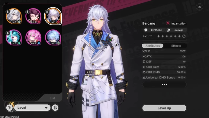 America | Starter Lv 3 | 1 S Char Baicang Awaken 1 + 4 A Char | Skin Glider | MC Female | NTE077B
