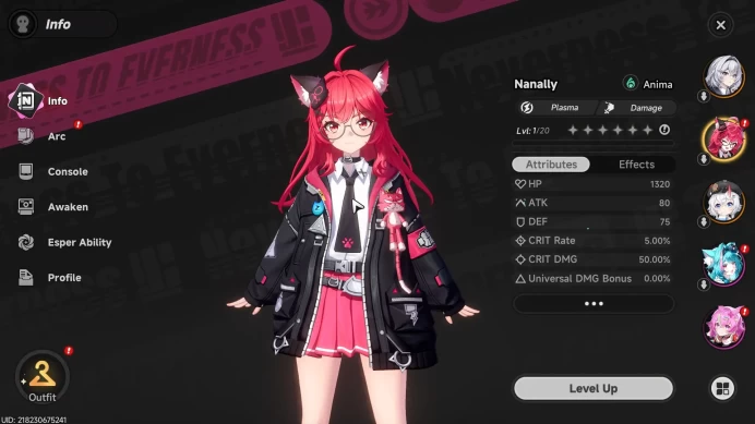 America | Starter Lv 3 | 2 S Char Nanally, Sakiri + 4 A Char | MC Female | Skin Glide | NTE078B |