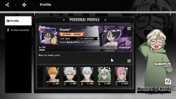 NuverseSEA|LV 74|10 SSR [Ichigo,Toshiro,Nelliel,Gin,Szayelap,Byakuya]+Stamp,Grimjow,YoruicB2,Ikkaku,Sajin|6 Sign|Google(BSR1150)