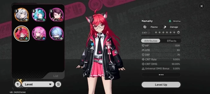 EU | Starter Lv3 | 1 S Char Nanally + 4 A Char | MC Female, Log email | NTE081B