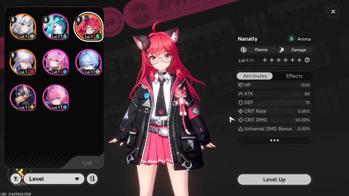 EU | Starter Lv 3 | 2 S Char Nanally, Baicang + 5 A Char | MC Female | 10 FREE pull | NTE082B |