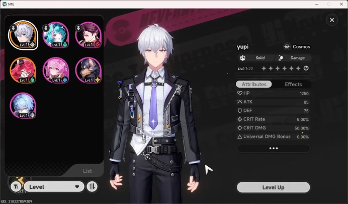 EU | Starter Lvl3 | 1 S Char Nanally + 5 A char + Ready 2 Arc (Camellia S & Youthful S )  | MC Male | Log Emial | NTE086B
