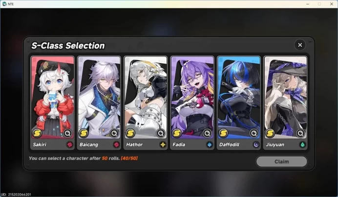 SEA | Starter Lv 3 | 1 SSR (Nanally)+ 6 SR + Glider | Selector 40/50 | MC Male | Take Email | NTE127B