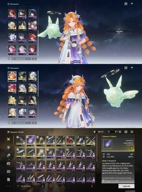 All platform - EU - Union 73- 24 Character - 12 5'Star - 11 5'Star weapon - Sigrika - Galbrena - Qiuyuan - Zani - lupa - 1603