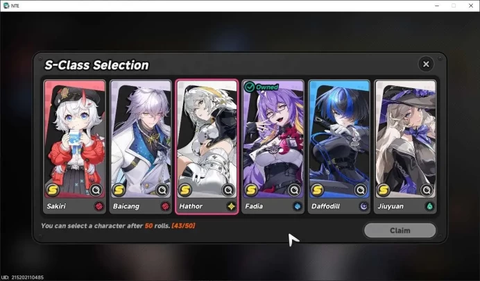 SEA | Starter Lv 3 | 2 SSR (Nanally,Fadia)+ 6 SR + Glider | Selector 43/50 | MC Male | Take Email | NTE159B