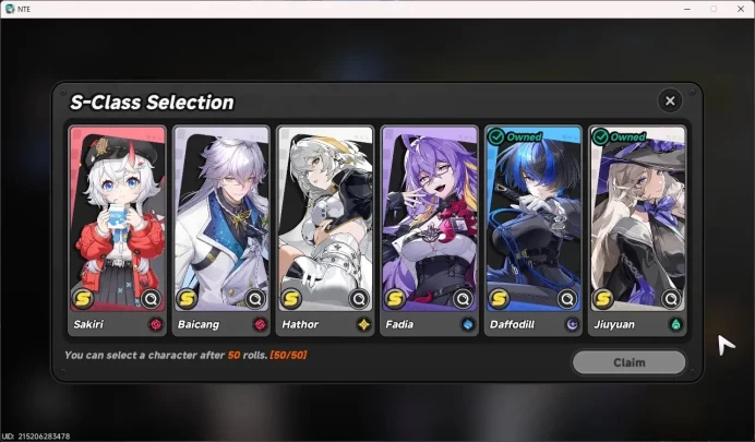 SEA | STARTER Lv 3 | 3 SSR (Hotori,Jiuyuan,Daffodil) , 3 SR | Selector ON |MC Female |take Email | NTE164B